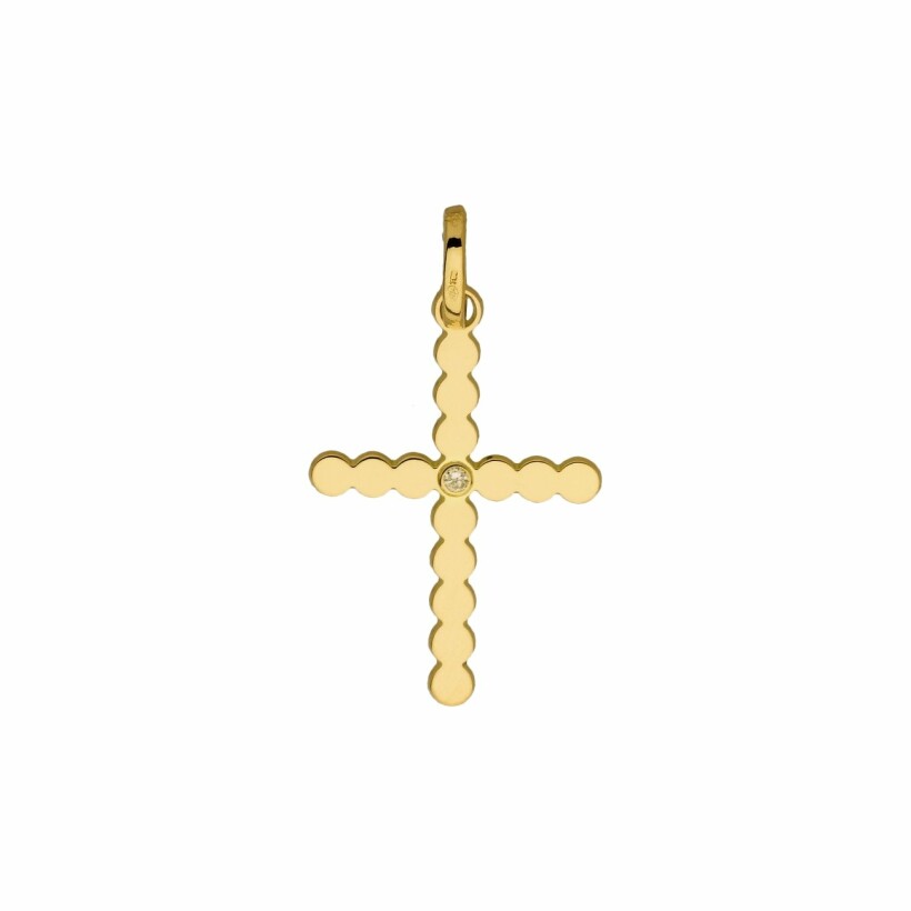 Pendentif Croix en or jaune et diamant