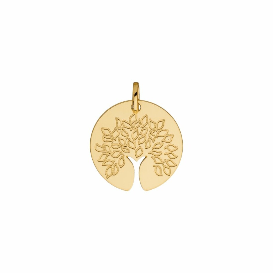 Médaille ronde arbre de vie en or jaune