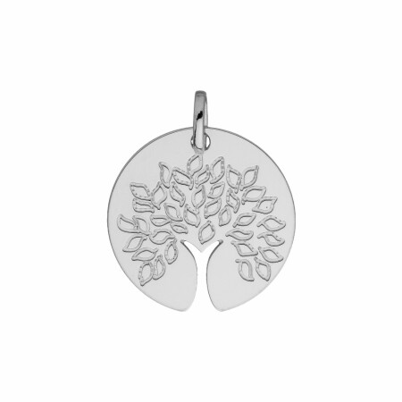 Médaille Arbre de vie en or blanc, laque