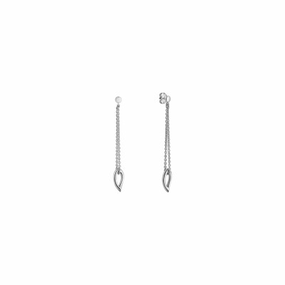 Boucles d'oreilles pendantes Arthus Bertrand Palma en argent rhodié