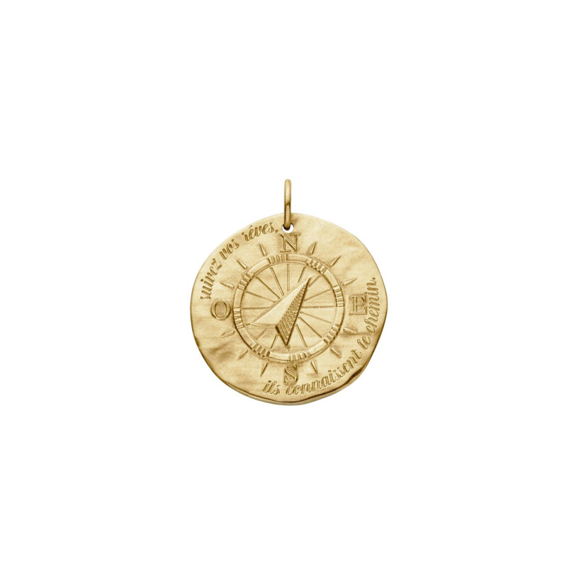 Médaille Arthus Bertrand La Boussole Grand Modèle en vermeil sablé