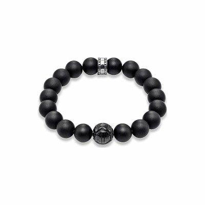 Bracelet Thomas Sabo Rebel at heart Obsidienne en argent taille L (19 cm)