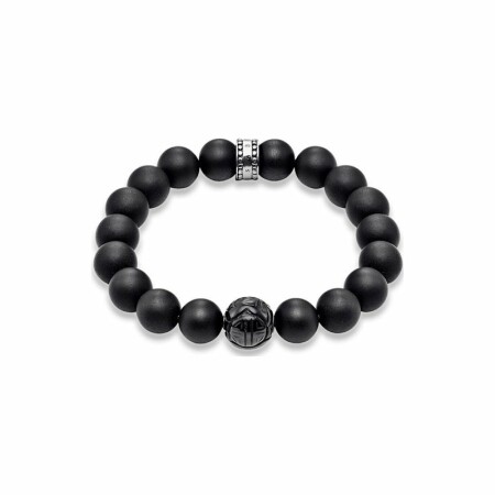 Bracelet Thomas Sabo Rebel at heart Obsidienne en argent taille L (19 cm)