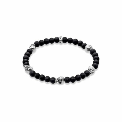 Bracelet Thomas Sabo Rebel at heart Tête de mort en argent et obsidienne M