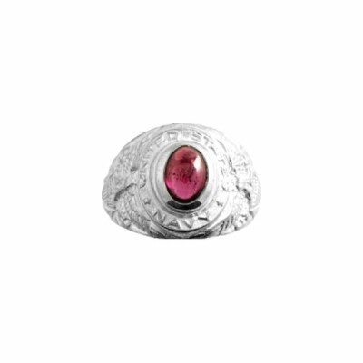 Chevalière en argent et rhodolite