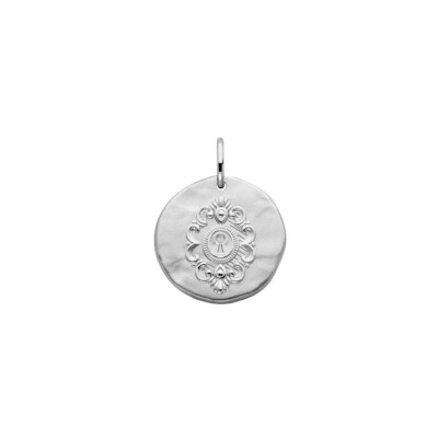 Médaille Arthus Bertrand Serrure en argent rhodié sablé, 16 mm