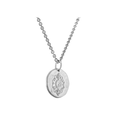 Médaille Arthus Bertrand Serrure en argent rhodié sablé, 16 mm