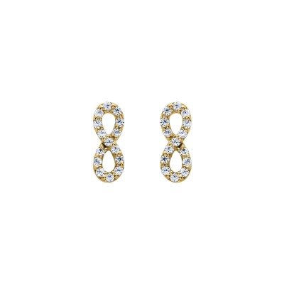 Boucles d'oreilles en or jaune et oxyde de zirconium