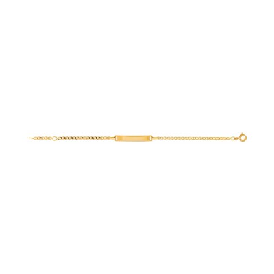 Gourmette bébé plaque rectangle en or jaune, 14cm