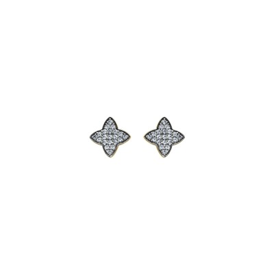 Boucles d'oreilles en or jaune et oxyde de zirconium