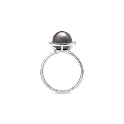 Bague Galaxy en or blanc, perle et diamants