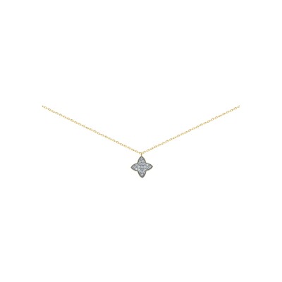 Collier en or jaune, or blanc et oxyde de zirconium, 42cm