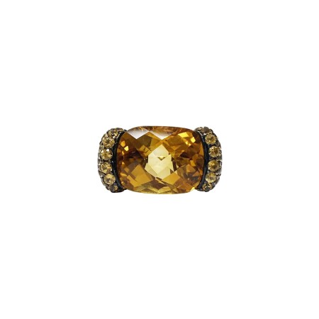 Bague Isabelle Barrier en or jaune, saphir jaune, saphir orange et citrine, taille 52