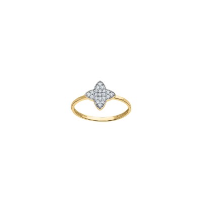 Bague en or jaune, or blanc et oxyde de zirconium