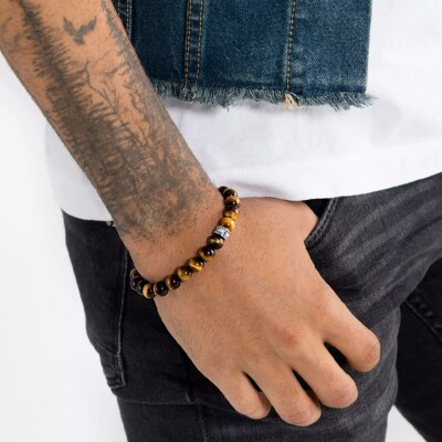 Bracelet Thomas Sabo en argent, obsidienne et œil de tigre