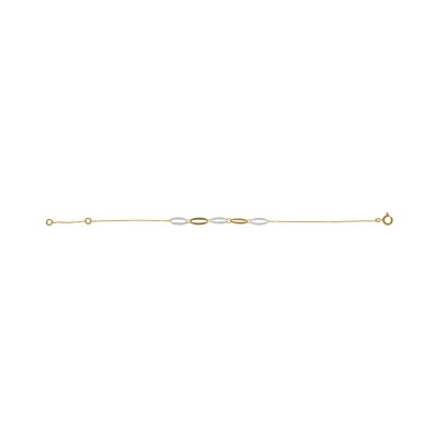 Bracelet en or jaune et or blanc, 18cm