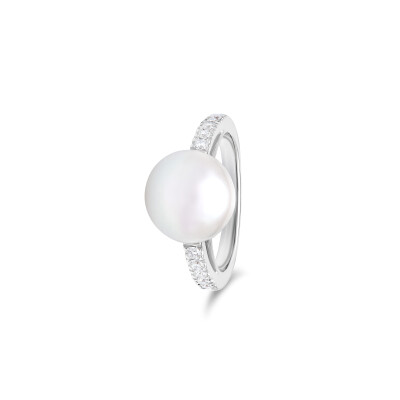 Bague Galaxy en or blanc, perle d’eau douce et diamants