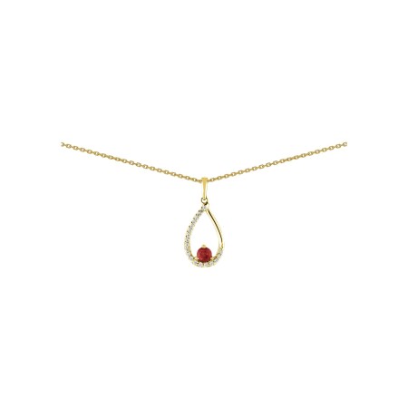 Collier en or jaune, rubis et diamants