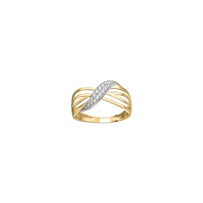 Bague en or jaune et oxyde de zirconium