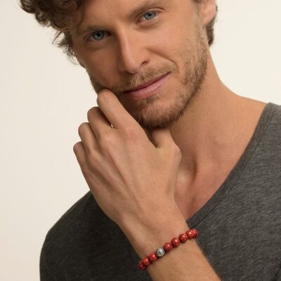 Bracelet Thomas Sabo Glam & Soul Ethnique rouge en argent et corail L (17 cm)