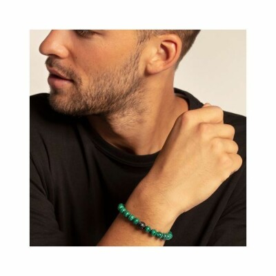 Bracelet Thomas Sabo Rebel at heart Black cat vert en argent, obsidienne et malachite