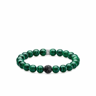 Bracelet Thomas Sabo Rebel at heart Black cat vert en argent, obsidienne et malachite