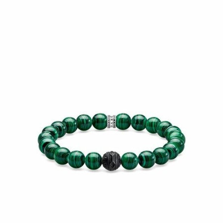 Bracelet Thomas Sabo Rebel at heart Black cat vert en argent, obsidienne et malachite