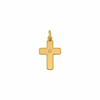 Pendentif croix en or jaune et diamant