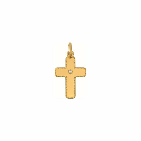 Pendentif croix en or jaune et diamant