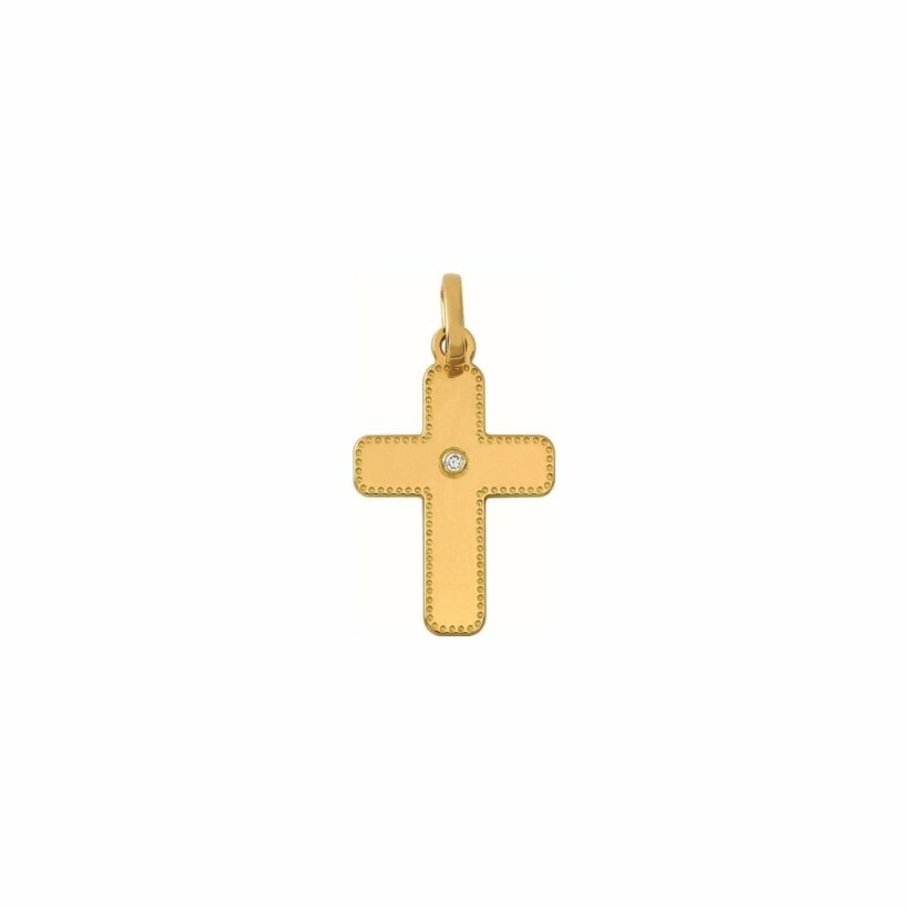 Pendentif croix en or jaune et diamant