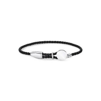 Bracelet Thomas Sabo médaille gravable en cuir nappa tressé et argent