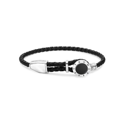 Bracelet Thomas Sabo en argent, cuir et onyx
