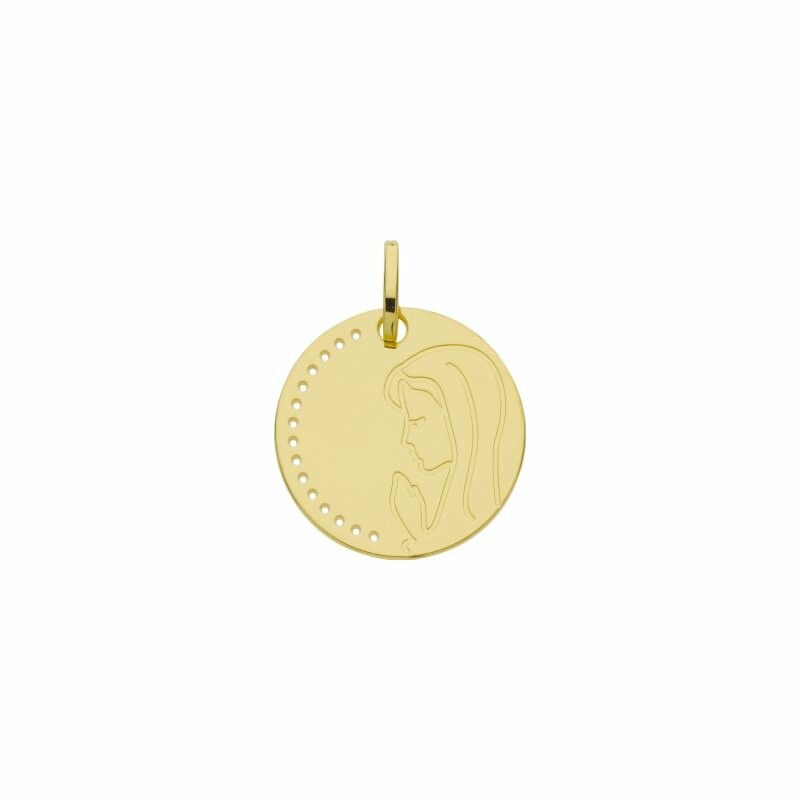Médaille vierge priant en or jaune