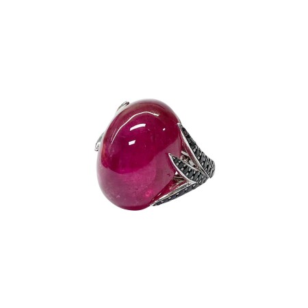 Bague Isabelle Barrier en or blanc, tourmaline et saphir, taille 55