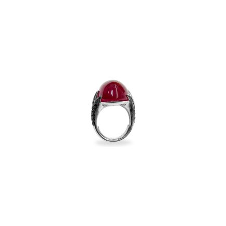 Bague Isabelle Barrier en or blanc, tourmaline et saphir, taille 55