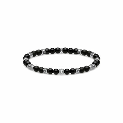 Bracelet Thomas Sabo Rebel At Heart Talisman en argent et obsidienne, 19cm