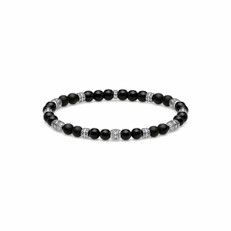 Bracelet Thomas Sabo Rebel At Heart Talisman en argent et obsidienne, 19cm