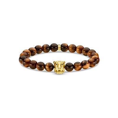 Bracelet Thomas Sabo en argent, plaqué or, œil de tigre et oxyde de zirconium