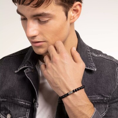 Bracelet Thomas Sabo en argent et obsidienne