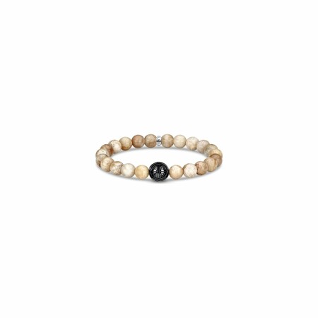 Bracelet Thomas Sabo Rebel At Heart Perles en argent et jaspe obsidienne noire, 19.5cm