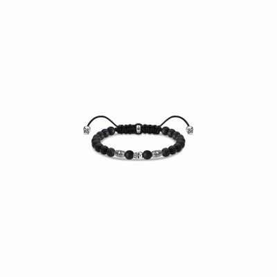 Bracelet Thomas Sabo Rebel At Heart Talisman en argent et obsidienne, 22cm