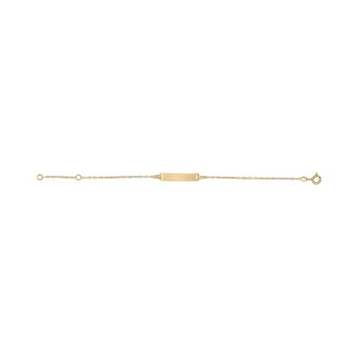 Gourmette bébé plaque rectangle en or jaune, 12-14cm
