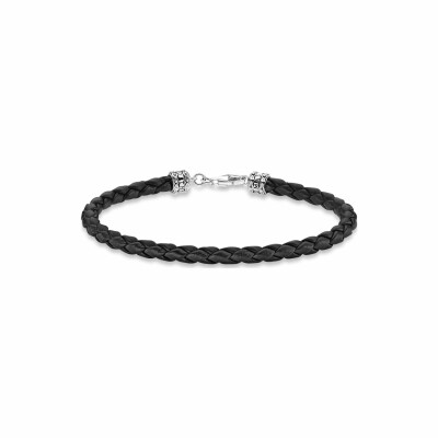 Bracelet Thomas Sabo Rebel At Heart Cuir en argent et cuir, 19cm