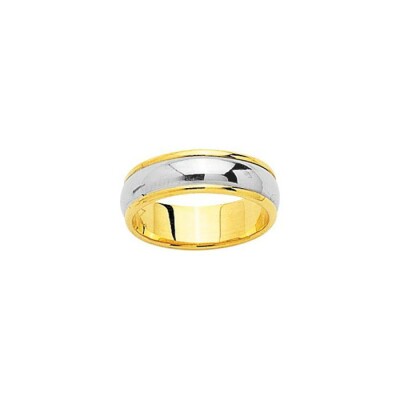 Alliance en or jaune et or blanc, 6mm