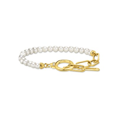 Bracelet Thomas Sabo Glam & Soul en argent plaqué or jaune, perle d'eau douce et oxydes de zirconium