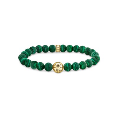 Bracelet Thomas Sabo en argent, plaqué or, oxyde de zirconium et malachite d'imitation