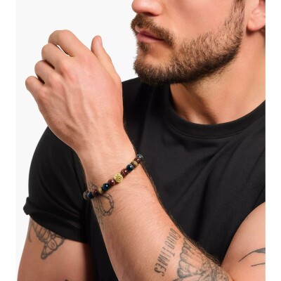 Bracelet Thomas Sabo en argent, plaqué or, oxyde de zirconium et œil de tigre