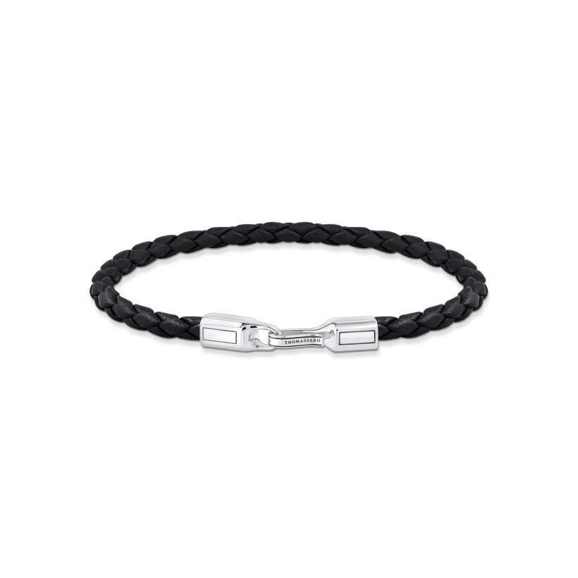 Bracelet Thomas Sabo Rebel at Heart en argent et cuir, 19cm