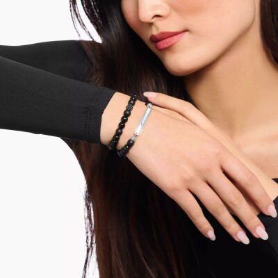 Bracelet Thomas Sabo en argent, obsidienne et œil de tigre