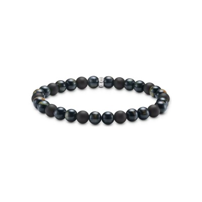 Bracelet Thomas Sabo en argent, obsidienne et œil de tigre